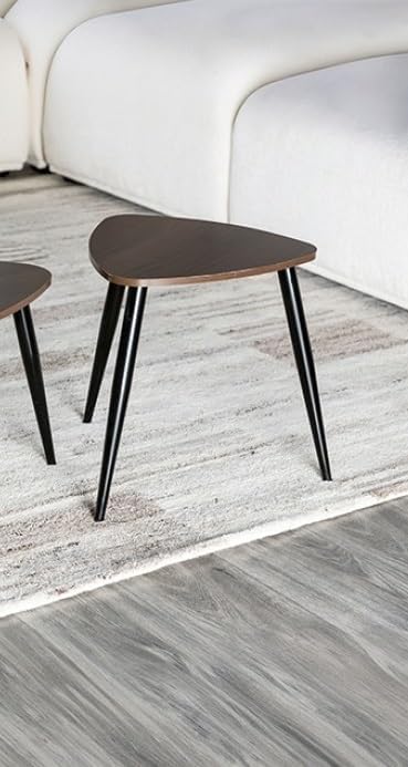 2pc Contemporary Nesting Tables Metal and Solid Wood Natural Black | Space-saving nesting design with metal and solid wood construction