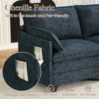 Accent Sofa Chair with Storage Ottoman, Cloud Sigle Couch with Side Pocket for Living Room, Bedroom and Apartment, Navy Blue