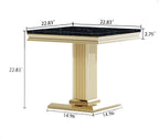 SSLine Square Faux Marble End Table for Living Room Mid-Century Black Marble Side Table with Mirrored Gold Column Frame Luxury End Table with Stainless Steel Pedestal Base