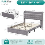 DUMOS Full Bed Frame, Upholstered Platform Bed Frame with Storage Drawers