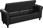 FiveWillowise 65" Bedroom Bench, End of Bed Bench with Storage, Black