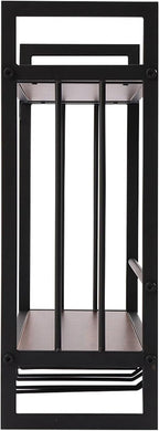 LED Wine Rack Wall Mounted, Wine Bottle Rack, 23.6In Metal Hanging Wine Holder with 5 Stem Glass Holders for Wine Glasses