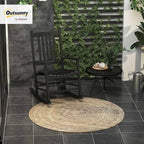 Outsunny Outdoor Rocking Chair High Density Wooden Rockers Black | Patio Rocking Chair, Smooth Curves, for Lawn Garden Porch, Supports Up to 350lbs