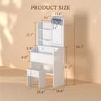 HOMEMORE Vanity Desk with LED Mirror Small Vanity with Lights 3X and 5X Magnifying Glasses 3 Drawers Makeup Table with Chair for Bedroom.White