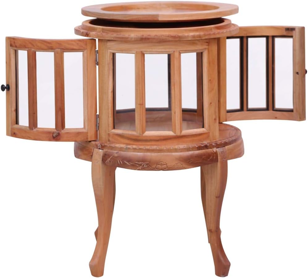 Vitrine Cabinet,Nightstand,Telephone Table,Bedside Sofa Table,for Living Room,Entryway, Hallway,Kitchen, Bedroom,With 1 tray,2 doors and 1 compartment,Natural 19.7"x19.7"x29.9" Solid Mahogany Wood