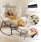 FINCATI 2 PCS Outdoor Rocking Chair, Oversized Papasan Rocking Chair | 450 Lbs Capacity, Large Size, PE Wicker Egg Rocker with Beige Thick Cushion, Cozy Padded Lounge Chair for Porch Garden
