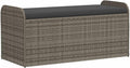 Poly Rattan Patio Storage Bench with Cushion, 45.3 Inch Outdoor Seat with Water-Proof Bag and Gas Spring Lid