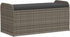 Storage Bench for Patio Garden, Outdoor Seat with Hidden Storage Box, 2-Person Seating Capacity, Grey Woven PE Rattan with Powder-Coated Steel Frame