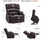 MCombo Oversized Power Lift Recliner Chair for Elderly R7092 (Dark Brown) | Stand Assistance, Wide seat, Heat and Massage, 4.7" Extra Footrest, 150° Max Recline, USB Ports, Cup Holders, Faux Leather