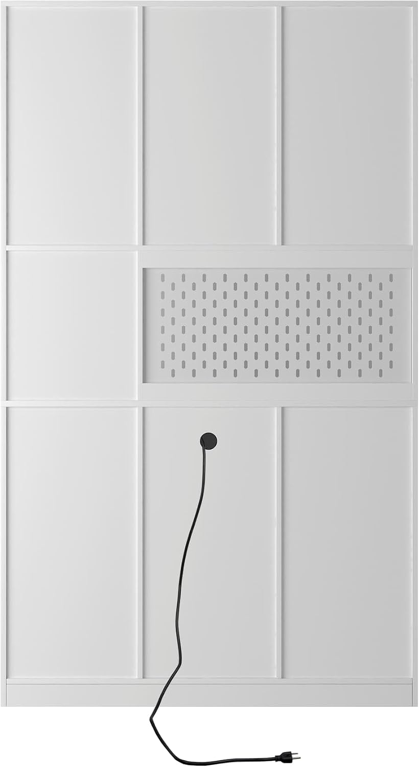 ZeHuoGe 74" Kitchen Pantry Cabinet with Charging Station,Freestanding Storage Cabinet with Drawers, Modern Pantry Cupboards with Microwave Stand for Living Room,Dinning Room (White)