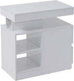 OC Orange-Casual LED End Table with Power Outlet, High Glossy Sofa Side Table, Small Nightstand with Drawer and Storage Cabinet, Narrow Side Table with Charging Station for Living Room (1,White)