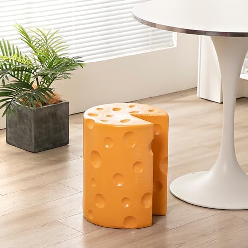 Cheese Shaped Resin Footrest Stool, Cartoon Accent Seat for Bedroom Decor, Lightweight Garden Ottoman Side Table with Anti-Slip Base, Easy Care Home Furniture Accessory