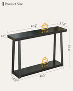 Masupu Console Table with Storage, Sofa Table with Shelf, Narrow Entryway Table for Hallway, Behind The Couch, Living Room, Foyer, Black