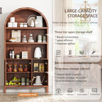 Ieejdn 71.34" Tall Arched Kitchen Pantry,Modern Fluted Wood Storage Cabinet with Doors,Adjustable Shelves,Organizer, Versatile Cupboard for Kitchen,Living Room,Dining Room,Bathroom,Walnut
