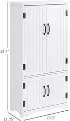 Farmhouse Kitchen Pantry Cabinet, 48.5" Tall Storage Organizer, White Cupboard