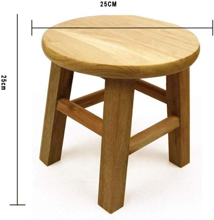 Footstool, Wooden Small Wooden Stools - and Fashionable Footstools, Compact and Lightweight Non-Slip Stools, Small Round Stools