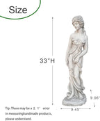 Outdoor Goddess Statue, Garden Beauty Decoration, Graceful Female Figure Sculpture, Catholic Concrete Finish Art Decor for Yard Patio Deck Home Entryway Hallway, Grey
