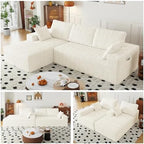 108" Modular Sectional Cloud Cream Couch for Living Room Deep Seat L Shapes Couch with Oversized Chaise Lounge, Comfy Memory Foam Flannel Fabric Sofa for Bedroom Apartment