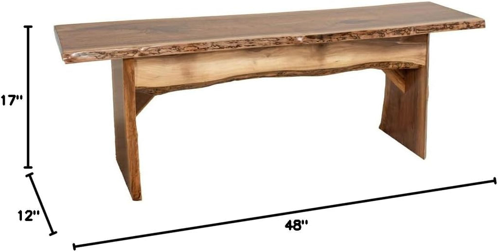 Rustic Red Door Co. Live Edge Wood Bench for Dining Table, Entryway, Bedroom, Living Room Accent, Solid Wooden Slab, Rustic Furniture, 4' Long, Walnut Wood with Clear Coat