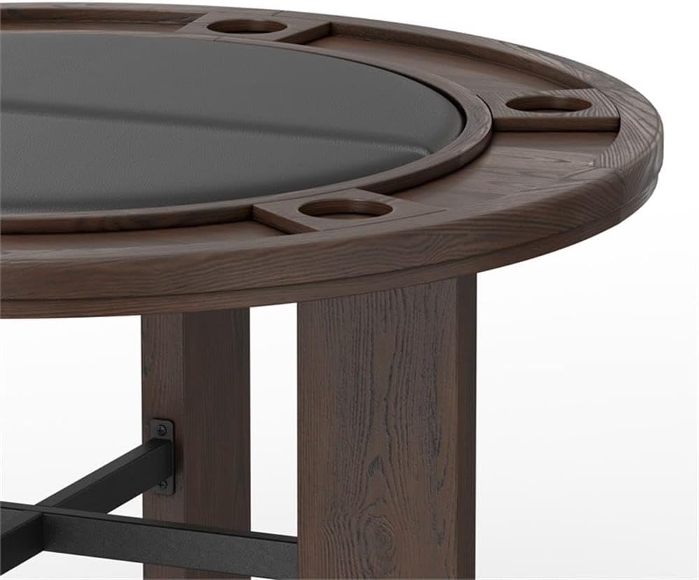 Pemberly Row 2-in-1 Game & Dining Table, 48-Inch Round Table with Flip-Top, Faux Leather Game Surface, Multi-Purpose Home Table, 30" Hx48 Wx48 D