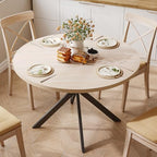 ChooChoo 47.2 Inch Round Dining Table for 4 | Farmhouse Wood Kitchen Table, Circle Dinner Table for Kitchen & Dining Room, Natural Oak