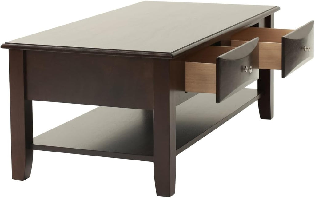 Finish 3pc Occasional Table Set Living Room 1x Coffee Table 2X End Tables Wooden Classic Drawers Open Storage Shelf Base