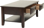 Finish 3pc Occasional Table Set Living Room 1x Coffee Table 2X End Tables Wooden Classic Drawers Open Storage Shelf Base
