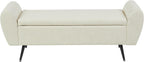 Faux Leather Storage Bench for Bedroom, Extra Long Bench for King Size Bed, Modern Upholstered End of Bed Ottoman Bench with Arms for Entryway Living Room (Faux Leather-Beige)