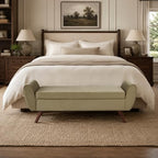 HomePop 60" Modern Storage Bench with Wood Legs - Light Sage Green Velvet