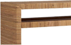 Pemberly Row Long Key Console Table, 60W X 18D X 32H, Wrapped Split Rattan, Tan Natural Cane Finish, No Assembly Required, Coastal Style Accent Table for Living Room or Entryway