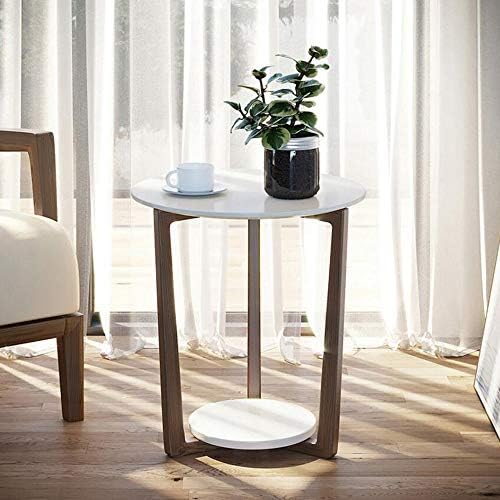 Telephone Table, Round Sofa Side End Tables Coffee Table/Nightstand,Plant/Telephone/Vase Holder for Living Room Bedroom Small Space(Color:Wood Grain,Size:19.6819.6821.65i