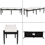CIMOTA Modern Linen End of Bed Bench, Upholstered Bedroom Ottoman Bench Entryway Bench for Hallway/Dress Room/Living Room, Window Ottoman Bench with Solid Wood Legs, 54 Inch Long, White