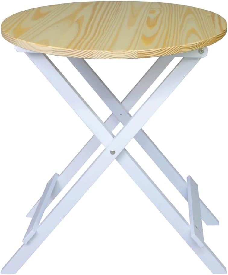 100% Solid Wood 23.5" W Round Folding Side Table for Dining, Patio, Living Room, No Assembly Required