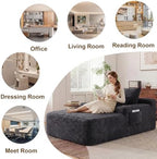65" Oversized Chaise Lounge Chair Indoor, Chaise Lounge Chair with Cup Holders Side Pockets 3 Pillows, Cloud Corduroy Chaise Sofa Bed Sleeper Couches for Living Room No Assembly Require,Grey