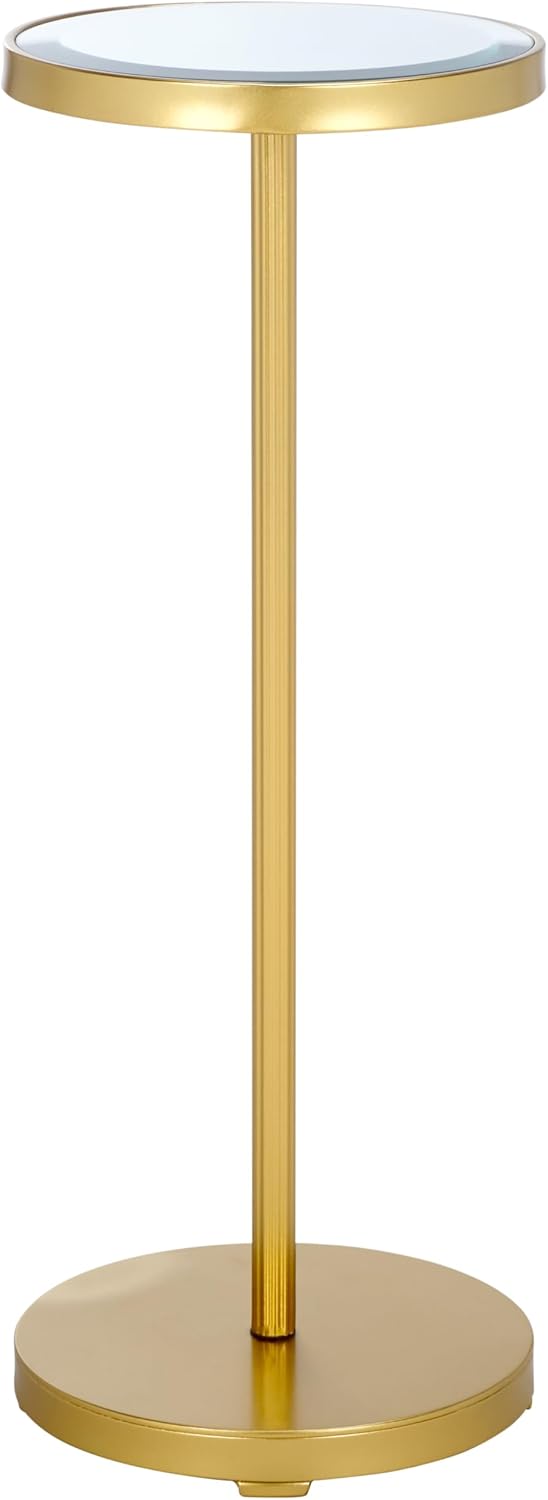 SAFAVIEH Home Collection - Paku Side Table, Gold Round Pedestal Accent Table with Mirrored Top (ACC2323A)