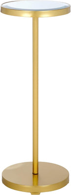 SAFAVIEH Home Collection - Paku Side Table, Gold Round Pedestal Accent Table with Mirrored Top (ACC2323A)