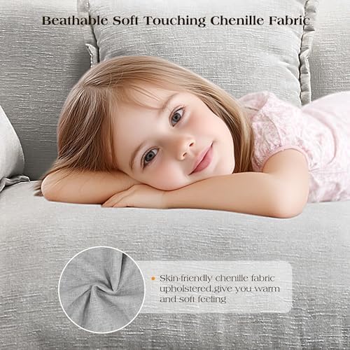 Hanherry Modular Sectional Sofa,Cloud Couch for Living Room,Modern Deep Seat Sofa Chenille Fabric Comfy Couches with Throw Pillows & Movable Ottoman for Apartment