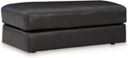 Signature Design by Ashley Amiata Black Leather and Faux Leather Ottoman, Fully Assembled Coffee Table Alternative, Rectangular Footrest Bench for Living Room, Onyx, 44" W x 24" D x 17" H