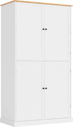 71" Tall Kitchen Pantry Storage Cabinet with 8 Door Shelves and 2 Storage Compartments, Two-Tone Freestanding Food Pantry Cabinet with Adjustable Shelves for Kitchen, Dining Room