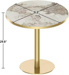 Modern Round Dining Table 31.5 inch Bistro Tulip Table with Faux Marble Top, Sturdy Metal Frame, Easy Assembly for Kitchen Office Restaurant Cafe