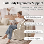 59'' Convertible Compressed Corduroy Folding Cloud Sofa Bed, Modern Pull Out Loveseat Sleeper in a Box, 4 in 1 Floor Mattress Futon Fluffy Couch, No Assembly Needed, Beige, 2 Pillows, Full