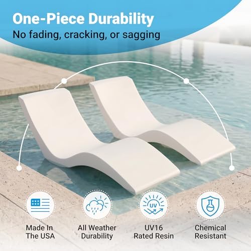 Aqua Outdoors Pool Lounge Chairs, Pool Chairs for in Pool, 9-in Water Depth | Heavy-Duty LDPE Water-Weighted Pool Lounger, Pool Chaise Lounge Chairs, UV-Resistant, Sun Shelf, Tanning Ledge, In-Pool Chair