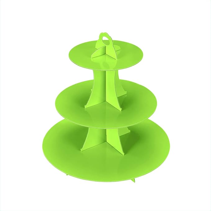 3-Tier Cupcake Stand, Cake Stand holder, Tiered DIY Cupcake Stand Tower for Dessert Table Displays, Birthday Theme Party Favors Decoration, Floral Tea Party, 12" W x 12.8" H, Green