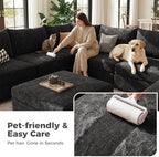 ABCASA Oversized Chenille Accent Chair,Washable Cover and Deep Seat,Black | Extra Wide Seat and Washable Cover,with Fluffy Pillows and Soft Cushions,Reading Chairs for Living Room,Bedroom,Pet-Friendly