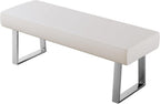 JIEXI 45.3" Upholstered PU Leather Bedroom Bench Footstool with Metal Legs | Sturdy Silver Plated Chrome Legs, Padded Seat, Space Saver, for Bedroom Entryway Living Room Window