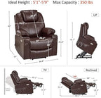 MCombo Power Lift Recliner Chair for Elderly, Heat and Massage 7040(Medium) | FSC Certified, Multiple Sizes, USB&Type C Charging Port, Cup Holders, Side Pockets, Dark Brown Faux Leather