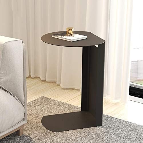 Telephone Table, Black Sofa Side End Tables Living Room,C Shaped End Table,Carbon Steel Telephone Tables,Snack Side Table for Sofa Couch and Bed(Color:Black,Size:15.7414.