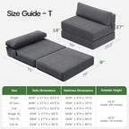 Convertible 4-in-1 Folding Sofa Bed Sleeper Chair Couch Foldable Chaise Lounger & Mattress Pocket Coils+Foam Fill Medium Support, No Assembly for Living Room/Bedroom, Twin