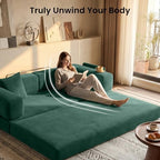 78.8" Convertible Futon Sofa Bed, Couch for Living Room | Corduroy Loveseat Sleeper Sofa, Modular Futon Couch with Storage Pocket, Pull Out Couch No Assembly | Forest Green