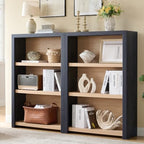 Book Shelf, 3-Tier Bookshelf with Adjustable Shelves,Free Standing Modern 48'' Tall Bookcase with Open Display Storage,Floor Vintage Bookshelves for Living,Office (2, Gray Black / Natural, 3-Tier)